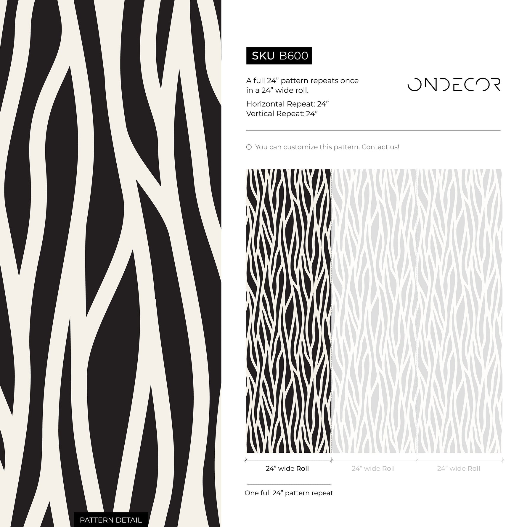 Wallpaper Peel and Stick Wallpaper Removable Wallpaper Home Decor Wall Art Wall Decor Room Decor / Black and White Zebra Wallpaper - B600