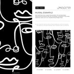 Wallpaper Peel and Stick Wallpaper Removable Wallpaper Home Decor Wall Art Wall Decor Room Decor / Black and White Line Art Wallpaper - B610
