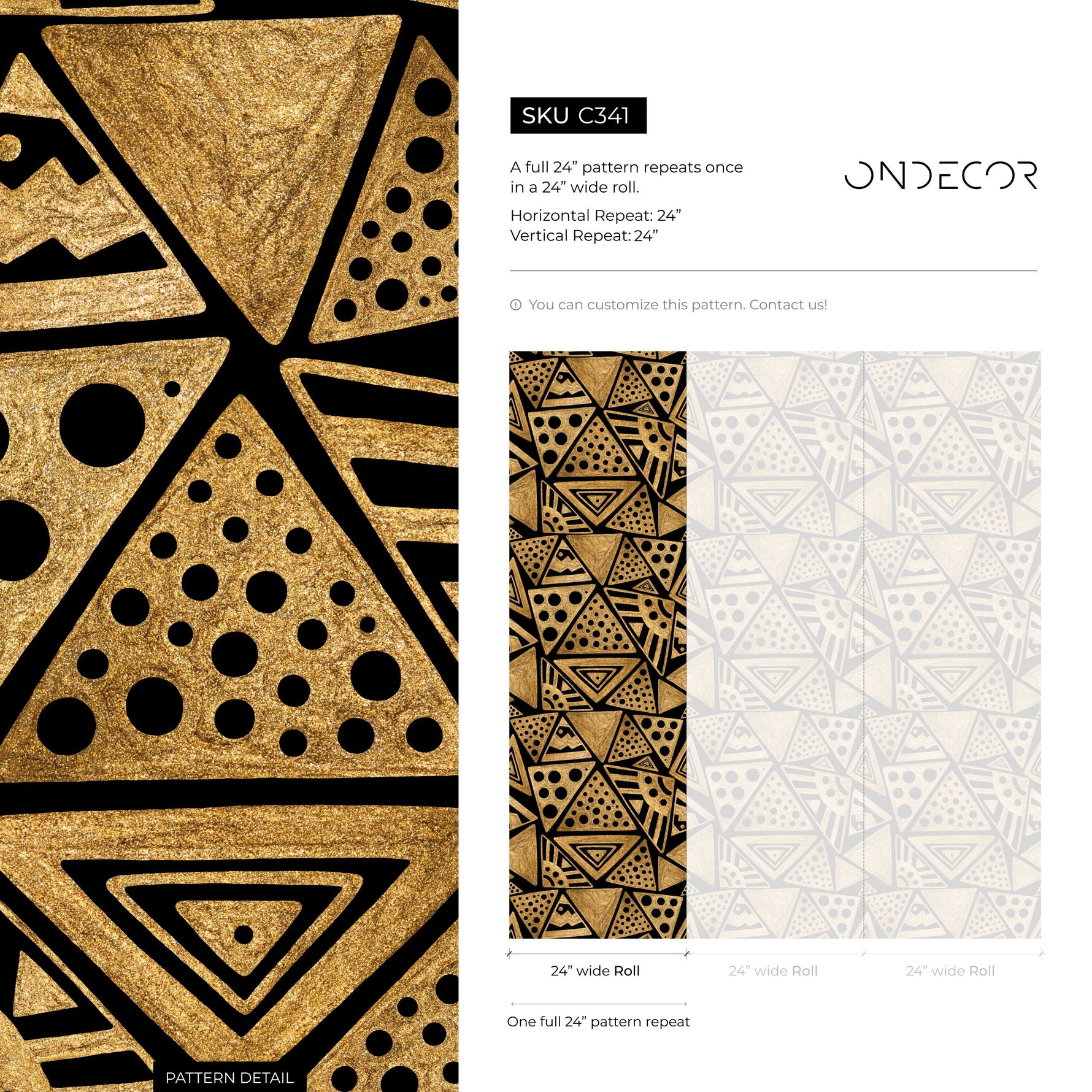 Wallpaper Peel and Stick Wallpaper Removable Wallpaper Home Decor Wall Art Wall Decor Room Decor / Non-Metallic Gold Tribal Wallpaper - C341