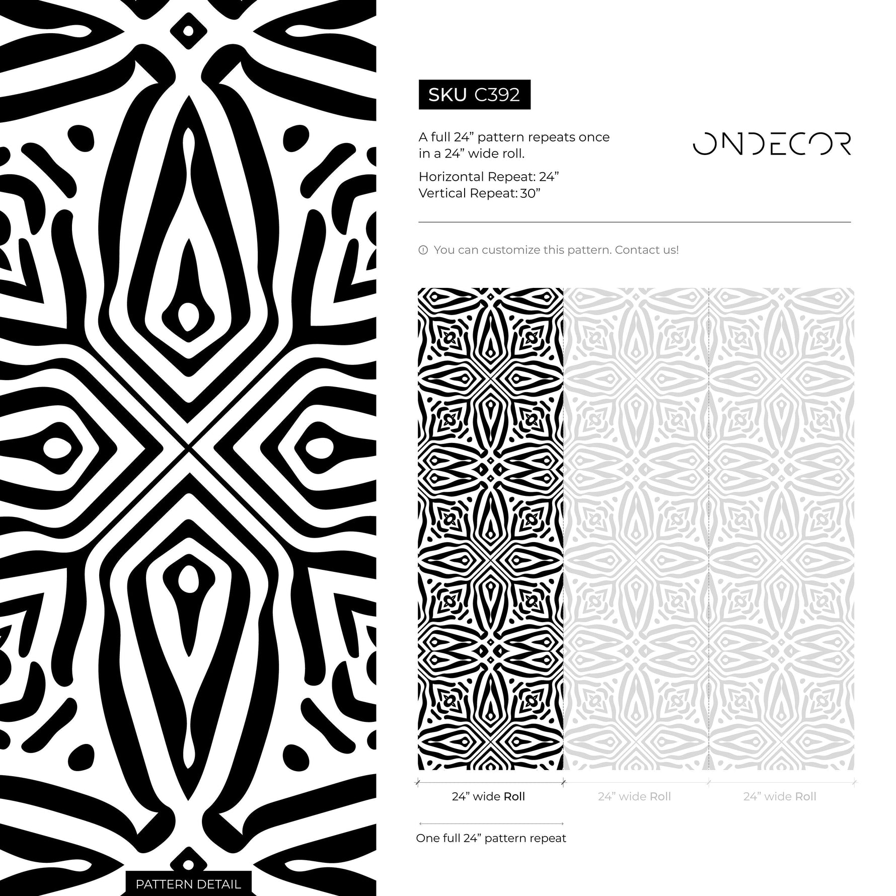 Wallpaper Peel and Stick Wallpaper Removable Wallpaper Home Decor Wall Art Wall Decor Room Decor / African Black and White Wallpaper - C392