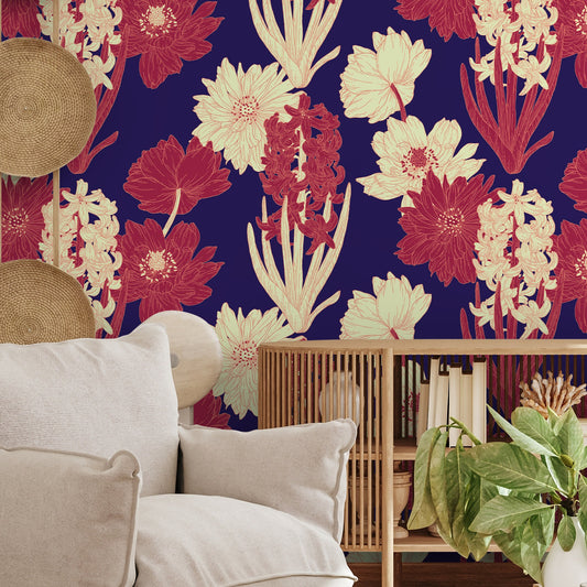 Floral Botanical Wallpaper Vintage Wallpaper Peel and Stick and Traditional Wallpaper - A802