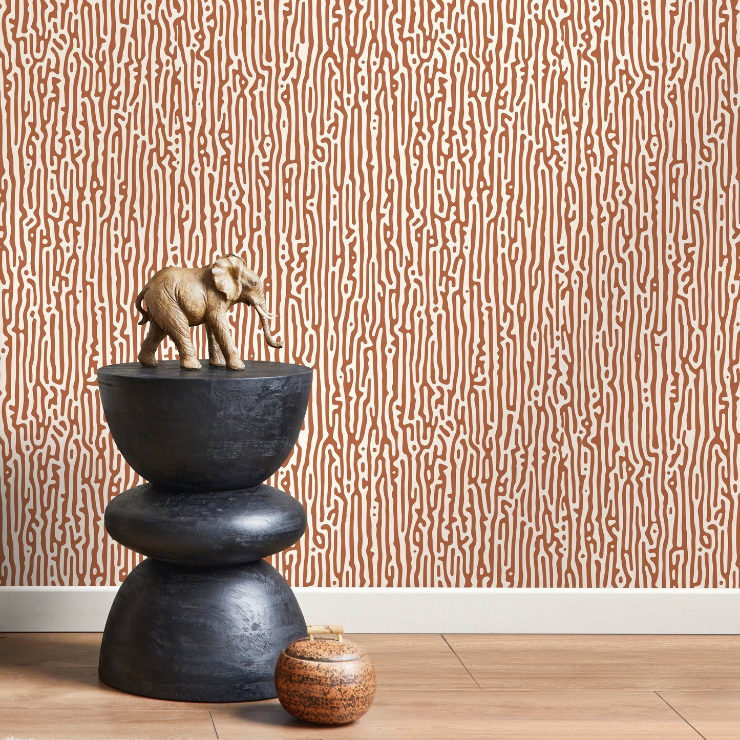 Terracotta Abstract Wallpaper Contemporary Art Wallpaper Peel and Stick and Traditional Wallpaper - D854