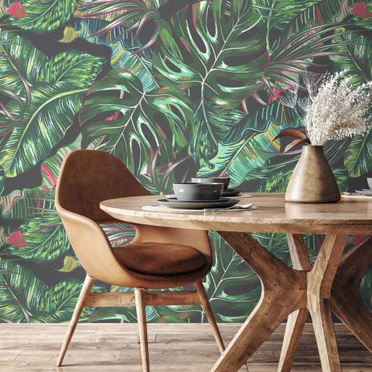 Wallpaper Peel and Stick Wallpaper Removable Wallpaper Home Decor Wall Art Wall Decor Room Decor / Tropical Leaf Wallpaper - A777