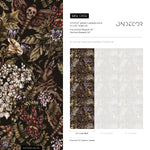 Dark Botanical Wallpaper Gothic Floral Wallpaper Peel and Stick and Traditional Wallpaper - D932