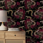 Dark Snake and Skull Wallpaper Maximalist Wallpaper Peel and Stick and Traditional Wallpaper - D903