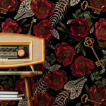 Dark Floral Wallpaper Gothic Maximalist Wallpaper Peel and Stick and Traditional Wallpaper - D918