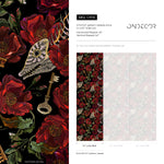 Dark Floral Wallpaper Gothic Maximalist Wallpaper Peel and Stick and Traditional Wallpaper - D918