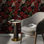 Dark Floral Wallpaper Gothic Maximalist Wallpaper Peel and Stick and Traditional Wallpaper - D918