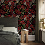 Dark Floral Wallpaper Gothic Maximalist Wallpaper Peel and Stick and Traditional Wallpaper - D918