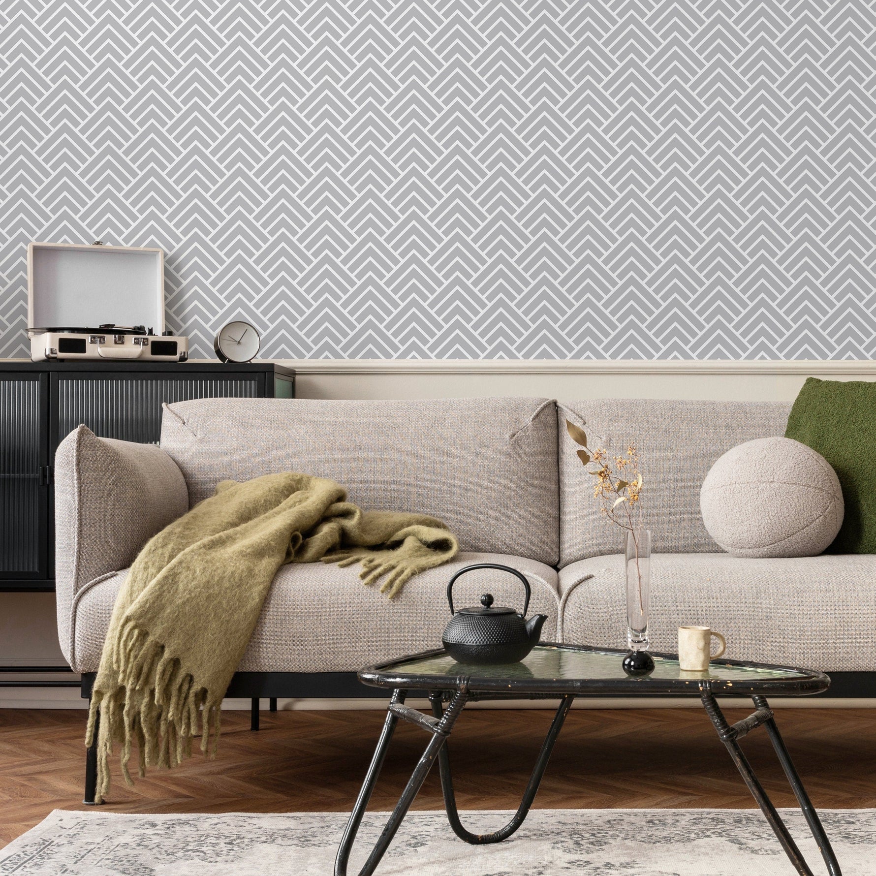 Grey Geometric Wallpaper Modern Wallpaper Peel and Stick Wallpaper Home Decor - A329