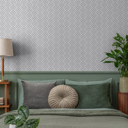 Grey Geometric Wallpaper Modern Wallpaper Peel and Stick Wallpaper Home Decor - A329