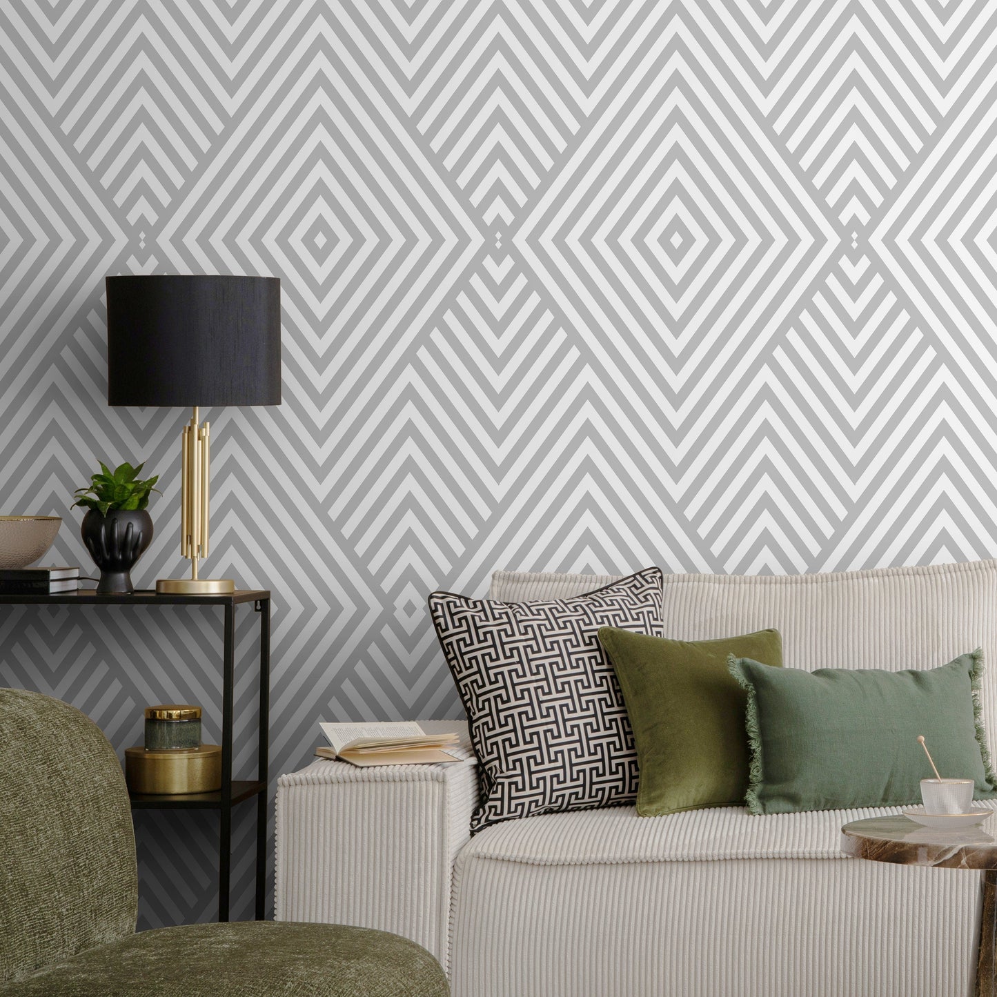 Wallpaper Peel and Stick Wallpaper Removable Wallpaper Home Decor Wall Art Wall Decor Room Decor / Gray Minimalist Geometric Wallpaper -A335