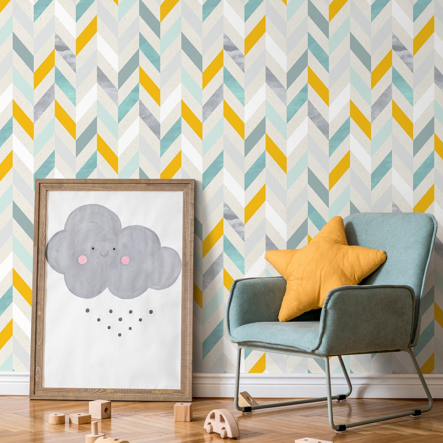 Colorful Geometric Herringbone Wallpaper Modern Wallpaper Peel and Stick and Traditional Wallpaper - A360