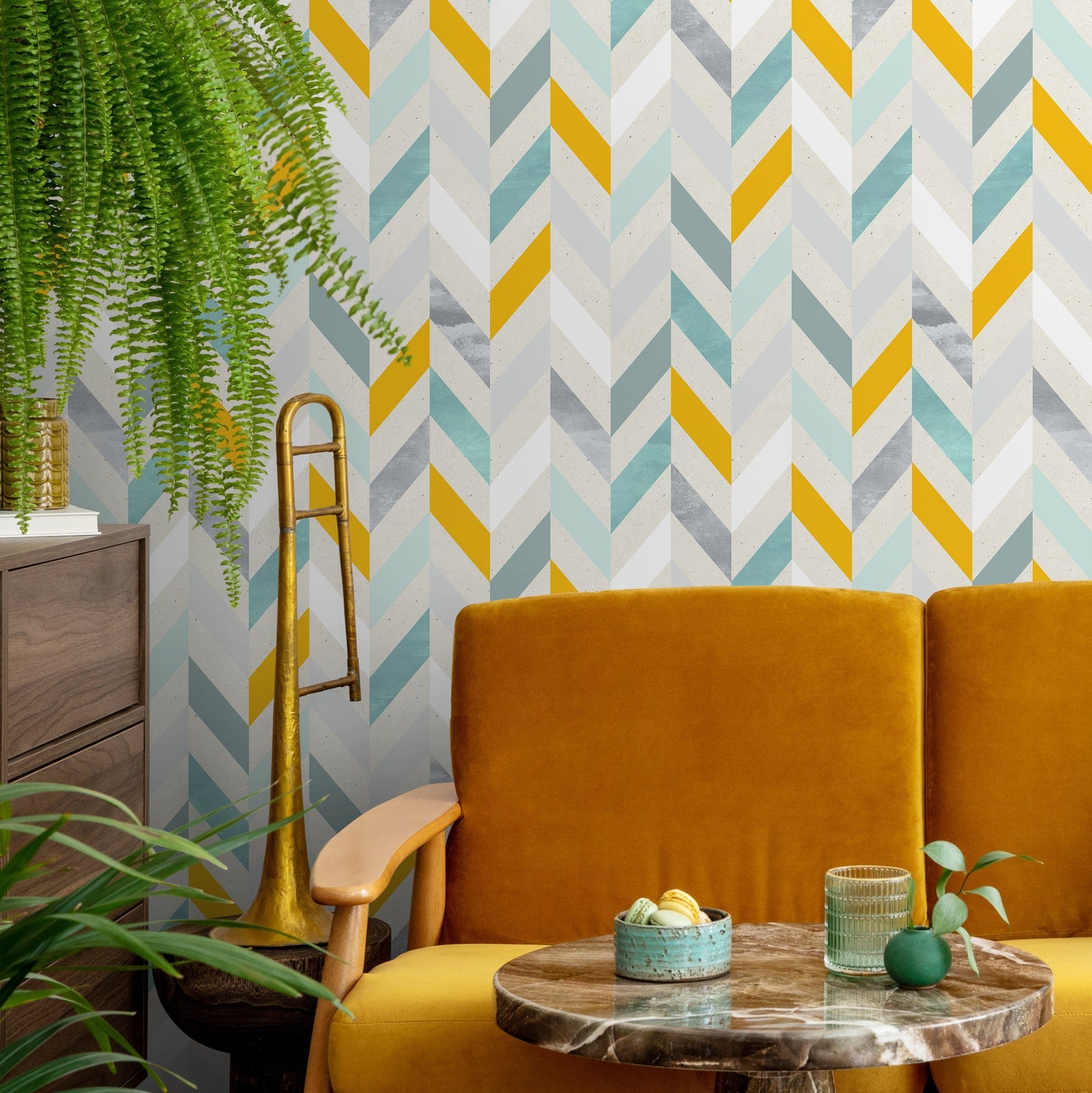 Colorful Geometric Herringbone Wallpaper Modern Wallpaper Peel and Stick and Traditional Wallpaper - A360