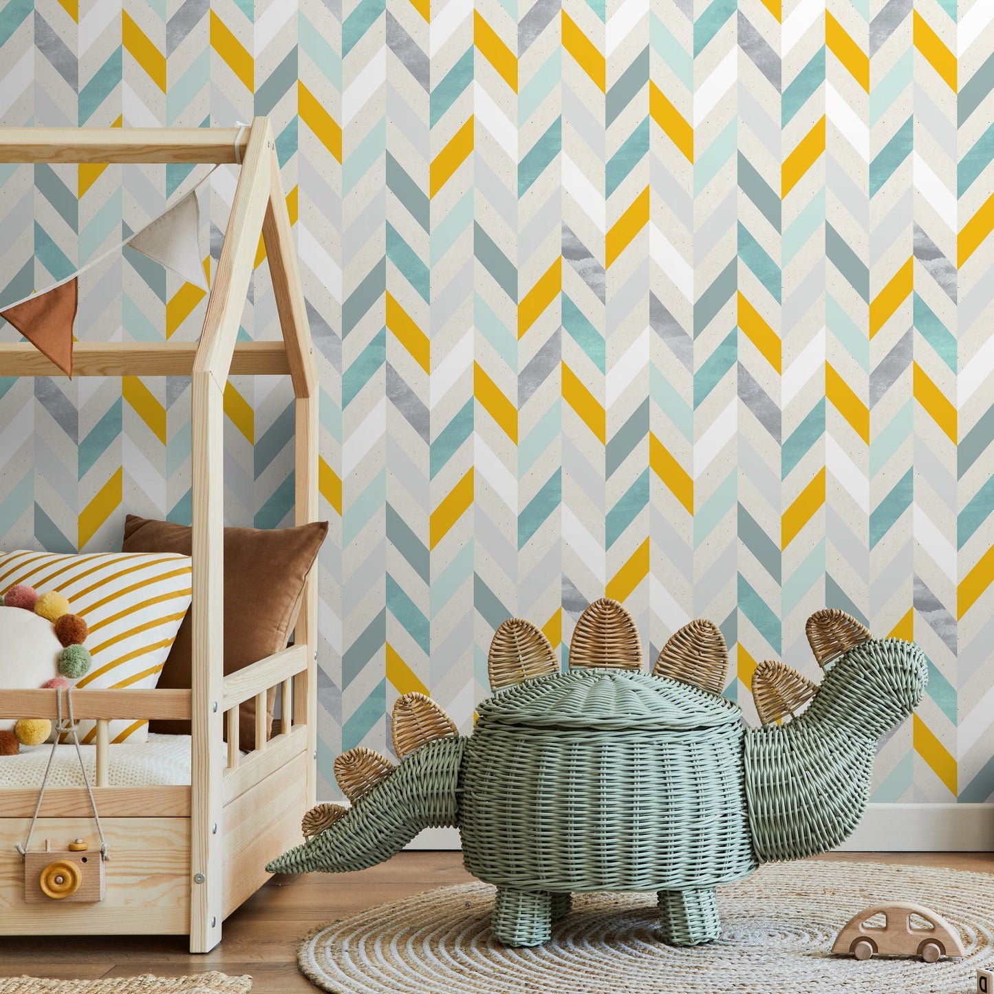 Colorful Geometric Herringbone Wallpaper Modern Wallpaper Peel and Stick and Traditional Wallpaper - A360