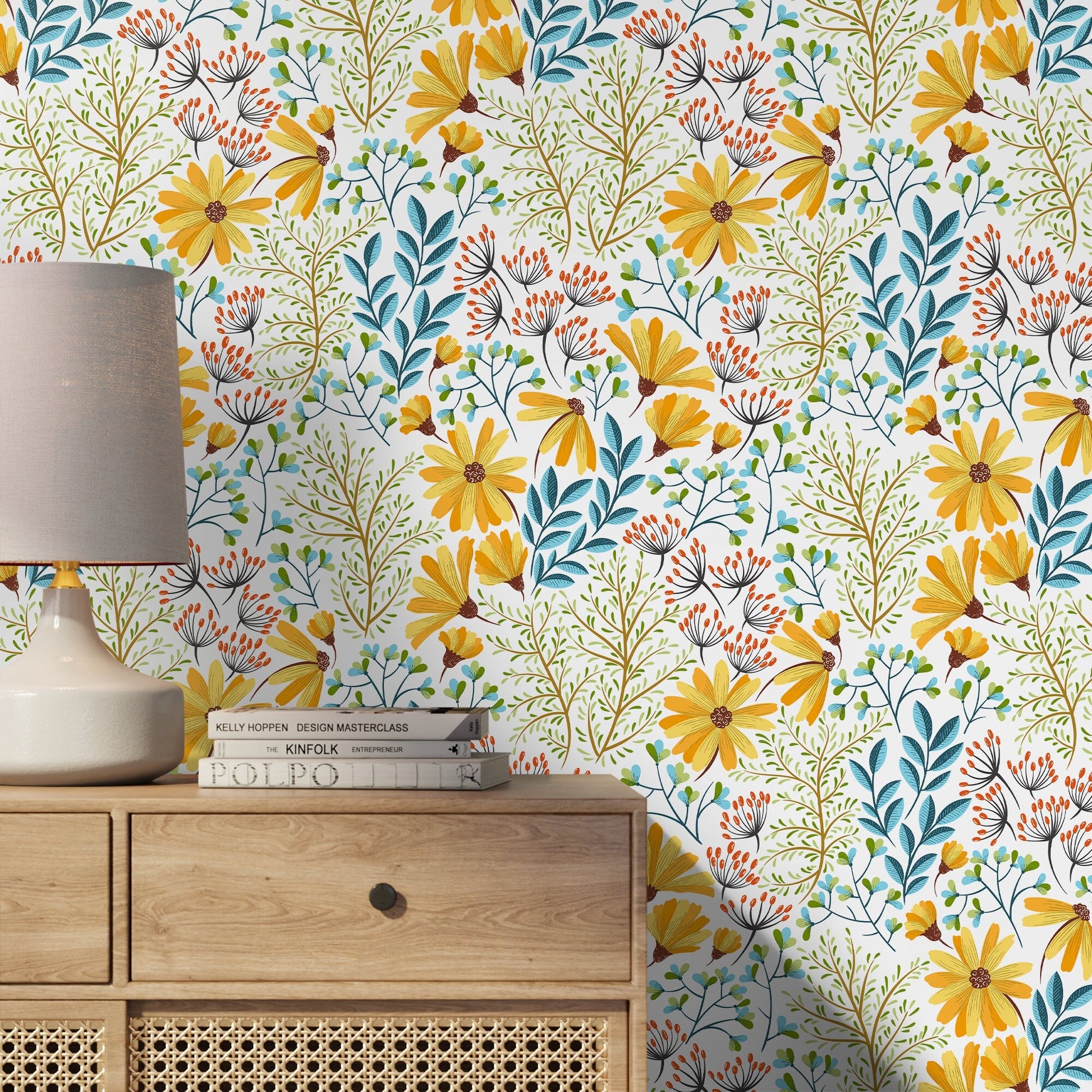 Removable Wallpaper Peel and Stick Wallpaper Wall Paper Wall Mural - Spring Floral Wallpaper - A385