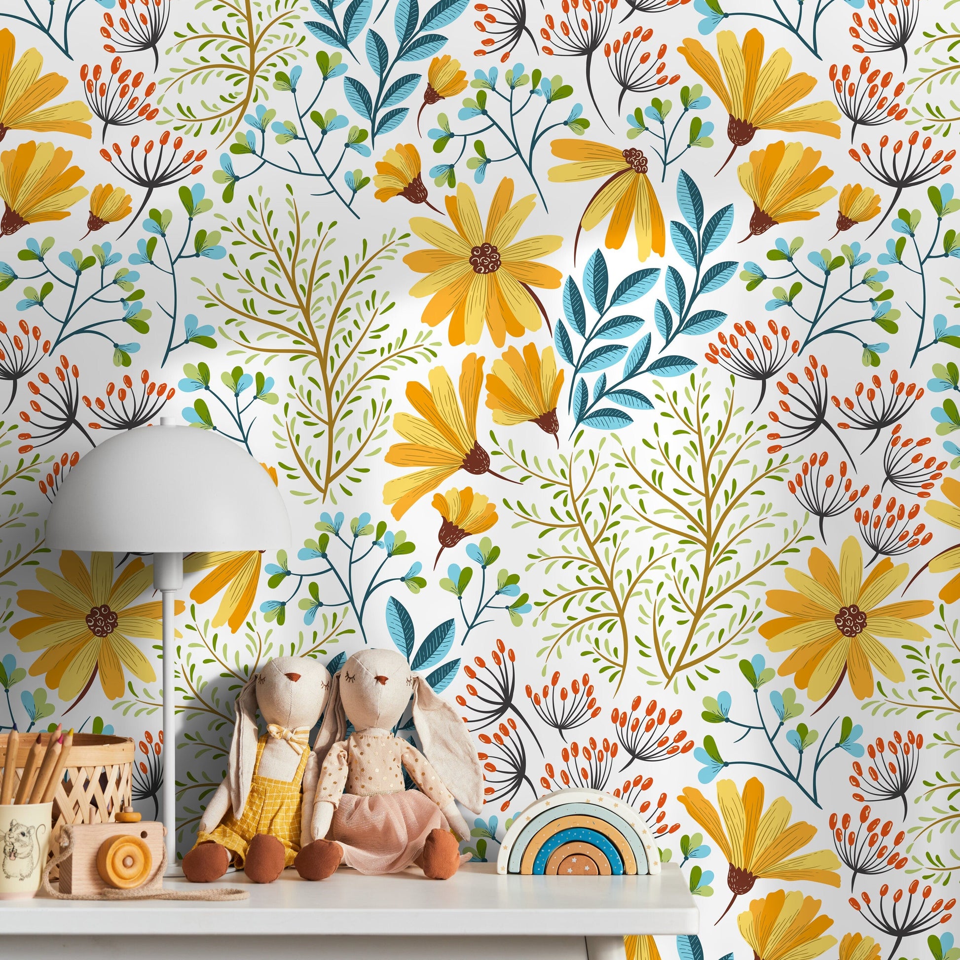 Removable Wallpaper Peel and Stick Wallpaper Wall Paper Wall Mural - Spring Floral Wallpaper - A385