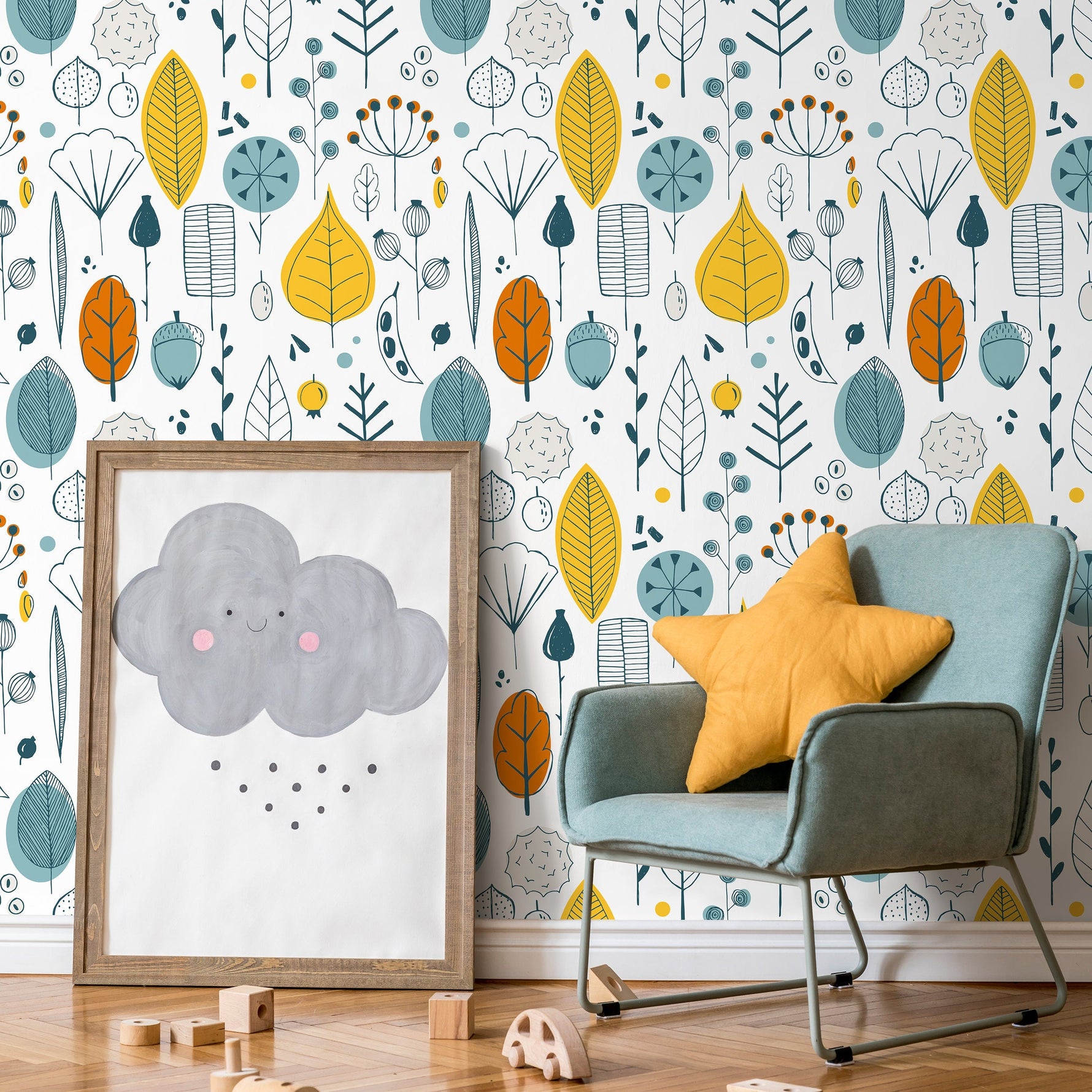 Removable Wallpaper Peel and Stick Wallpaper Wall Paper Wall Mural - Leaf Wallpaper Tropical Wallpaper - A398