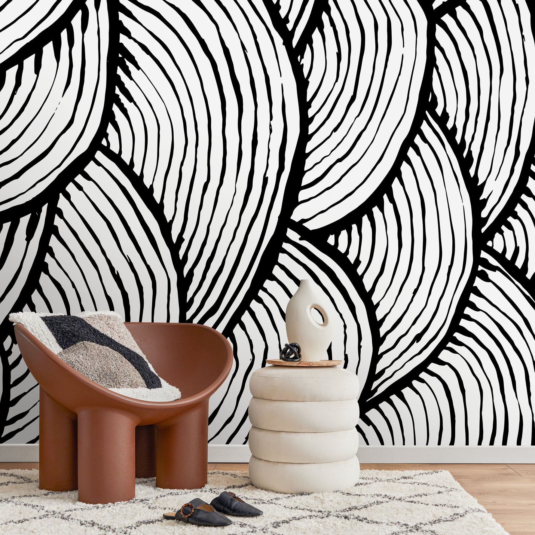 Removable Wallpaper Peel and Stick Wallpaper Wall Paper Wall Mural - Black and White Wallpaper - A435