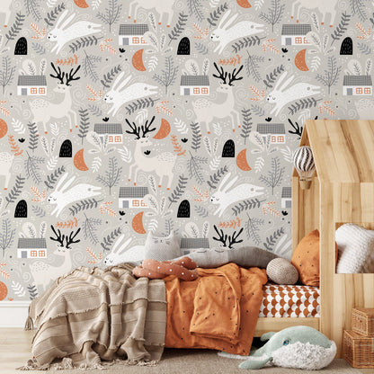 Wallpaper Peel and Stick Wallpaper Removable Wallpaper Home Decor Wall Art Wall Decor Room Decor / Cute Animal Nursery Wallpaper - A508