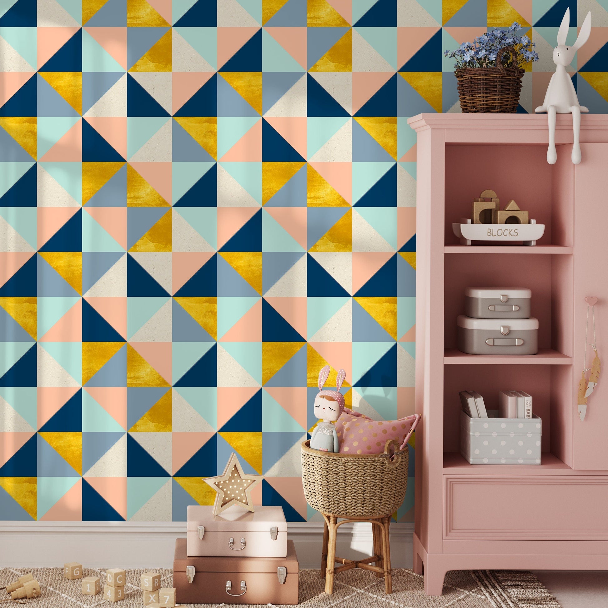 Removable Wallpaper Peel and Stick Wallpaper Wall Paper Wall Mural - Geometric Triangles Wallpaper - A510