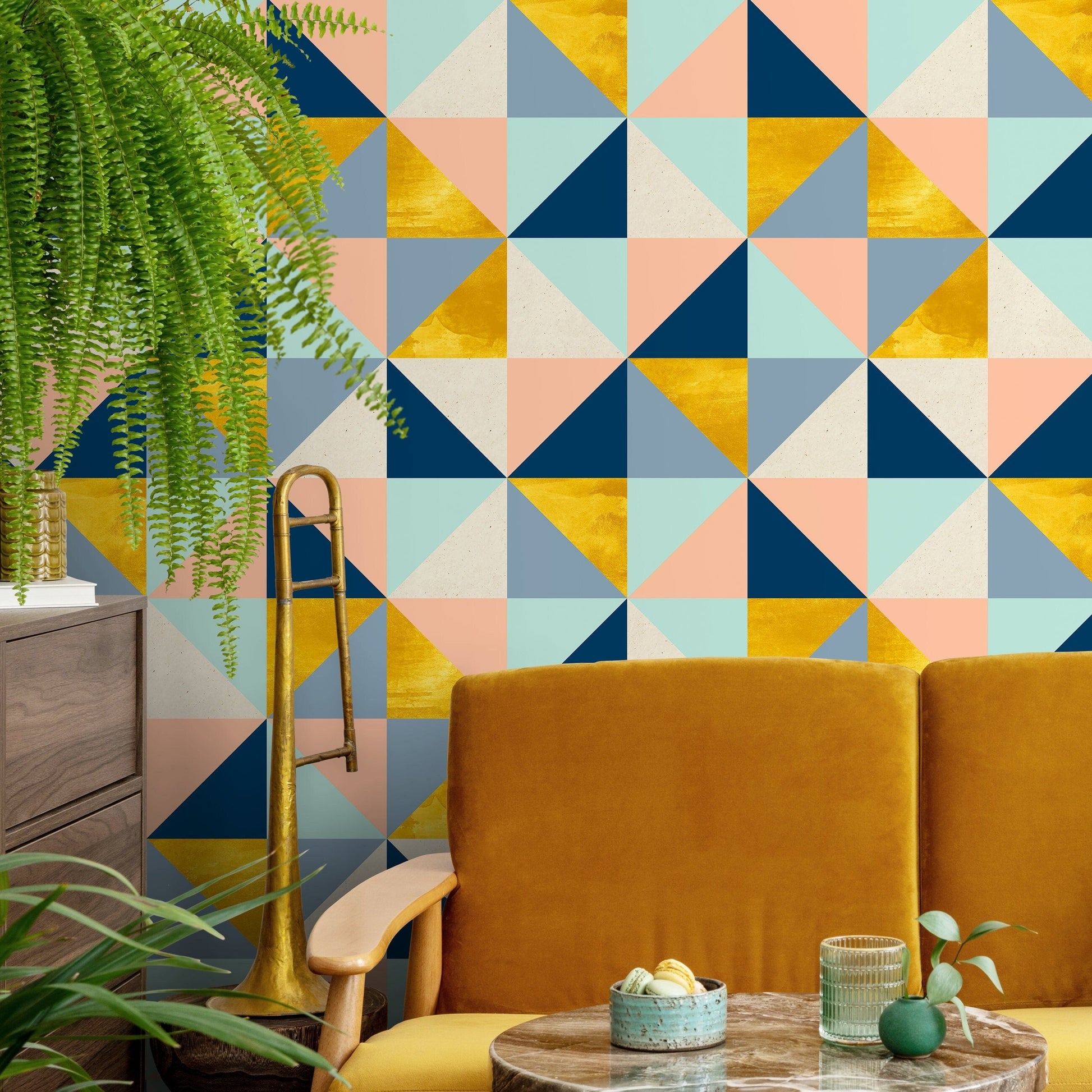 Removable Wallpaper Peel and Stick Wallpaper Wall Paper Wall Mural - Geometric Triangles Wallpaper - A510