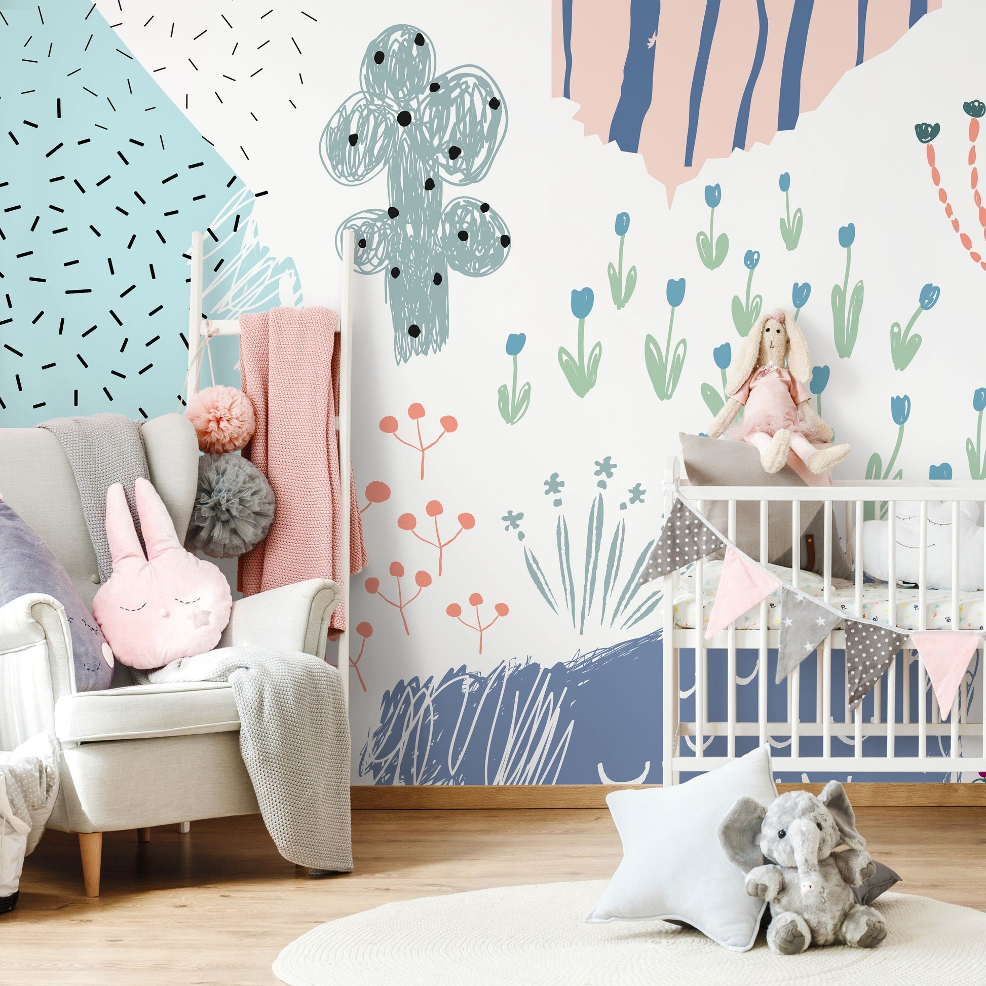 Cute Desert Wallpaper Nursery Wallpaper Fun Mural Peel and Stick and Traditional Wallpaper - A520