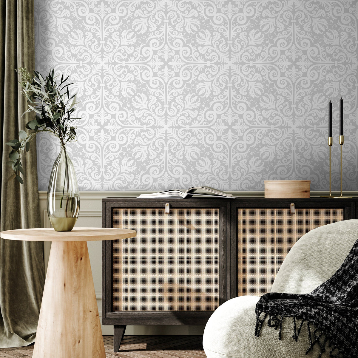 Neutral Vintage Wallpaper Victorian Wallpaper Peel and Stick and Traditional Wallpaper - A574