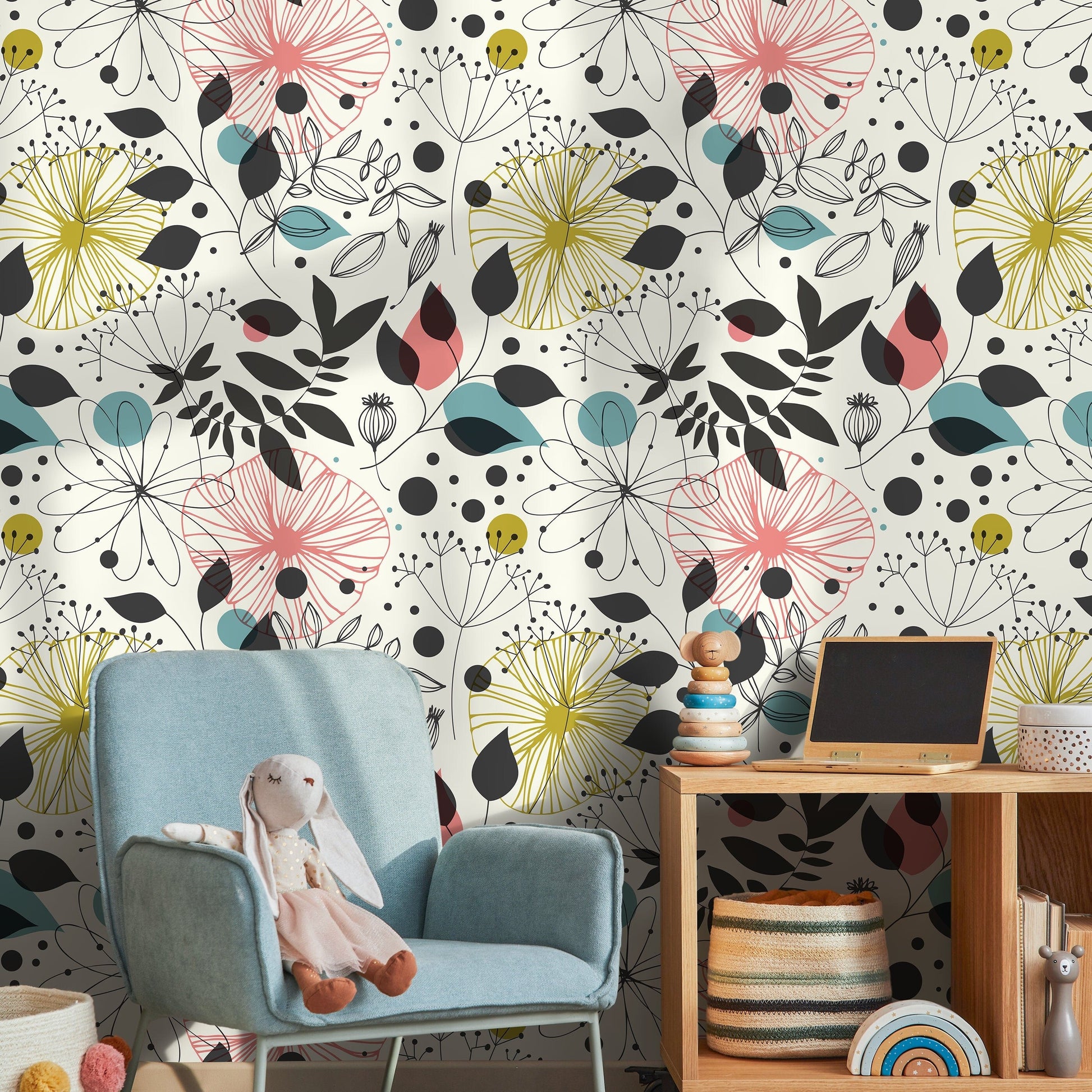 Removable Wallpaper Peel and Stick Wallpaper Wall Paper Wall Mural - Vintage Floral Wallpaper - A591