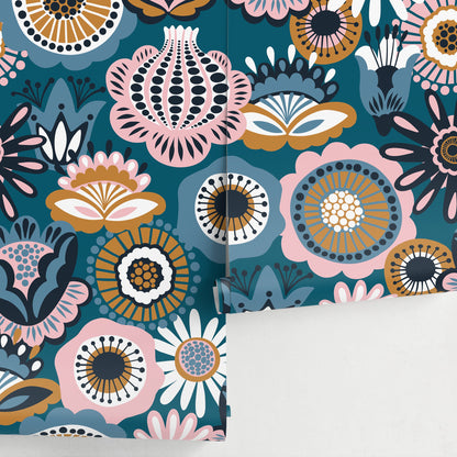 Flat Flower Wallpaper - Removable Wallpaper Peel and Stick Wallpaper Wall Paper Wall Mural - A785