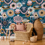Flat Flower Wallpaper - Removable Wallpaper Peel and Stick Wallpaper Wall Paper Wall Mural - A785