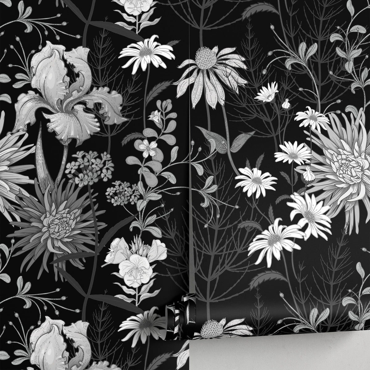 Dark Floral Wallpaper Vintage Wallpaper Peel and Stick and Traditional Wallpaper - A915