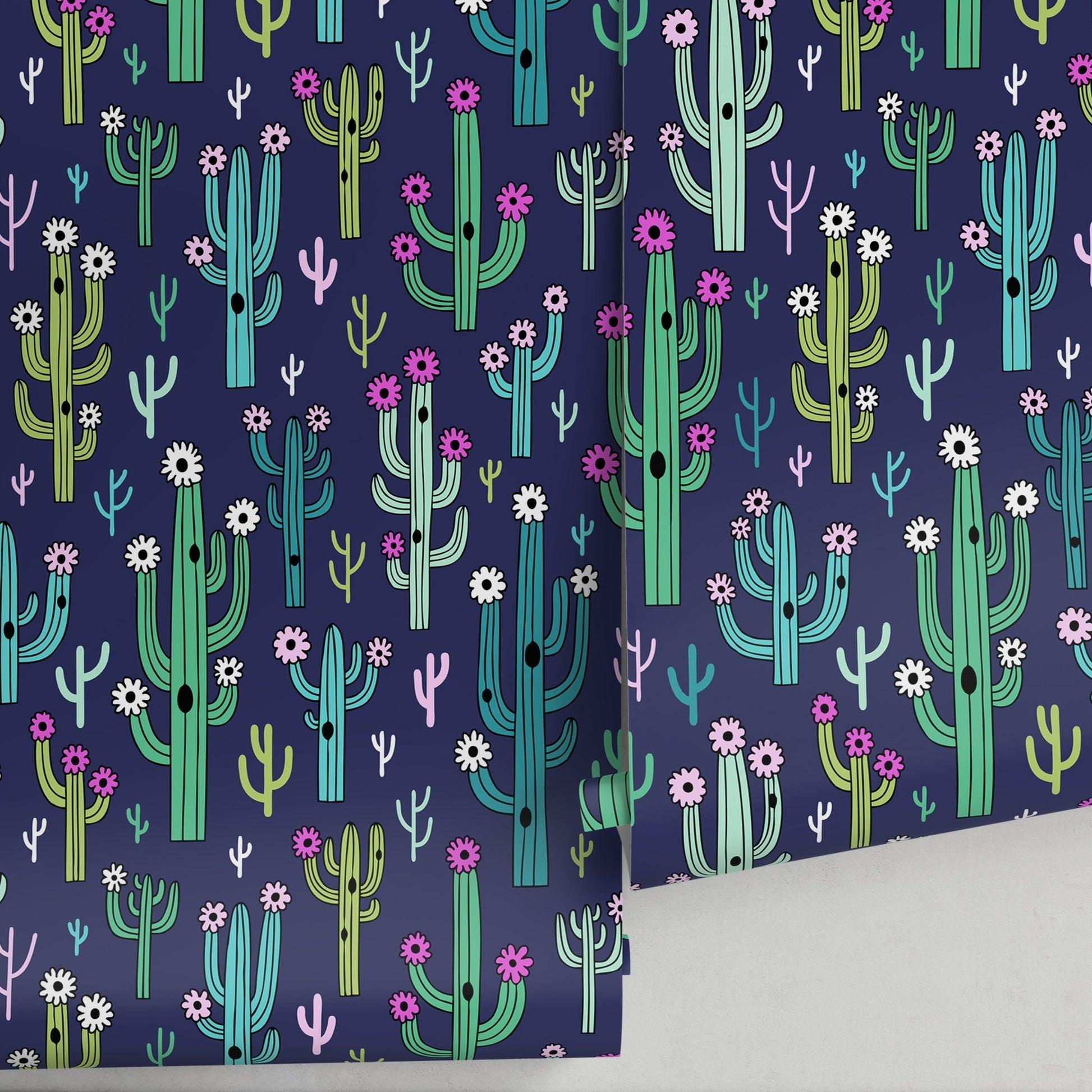 Cactus Floral Wallpaper Cute Kid Wallpaper Peel and Stick and Traditional Wallpaper - A958