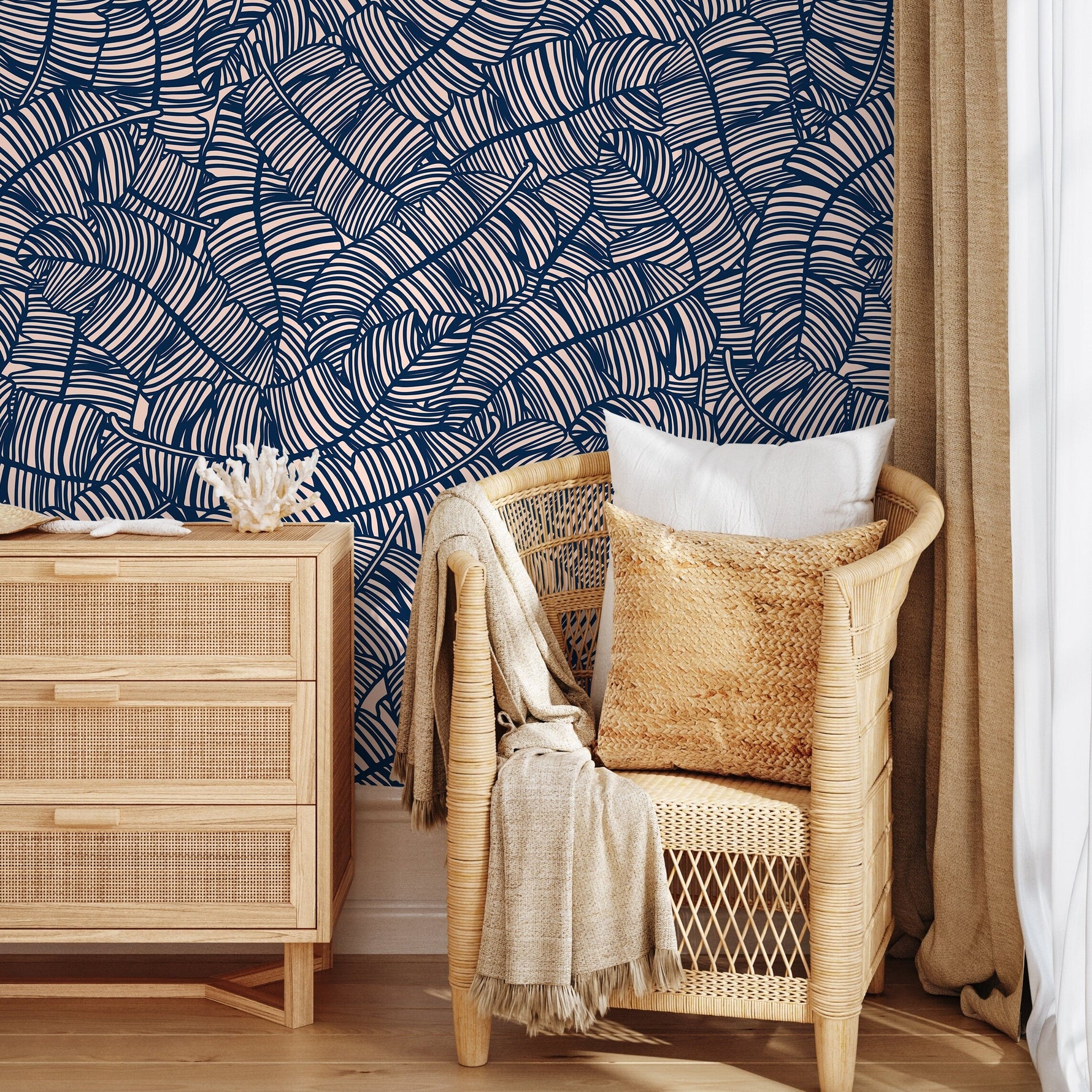 Wallpaper Peel and Stick Wallpaper Removable Wallpaper Home Decor Wall Art Wall Decor Room Decor / Abstract Banana Leaf Wallpaper - A016