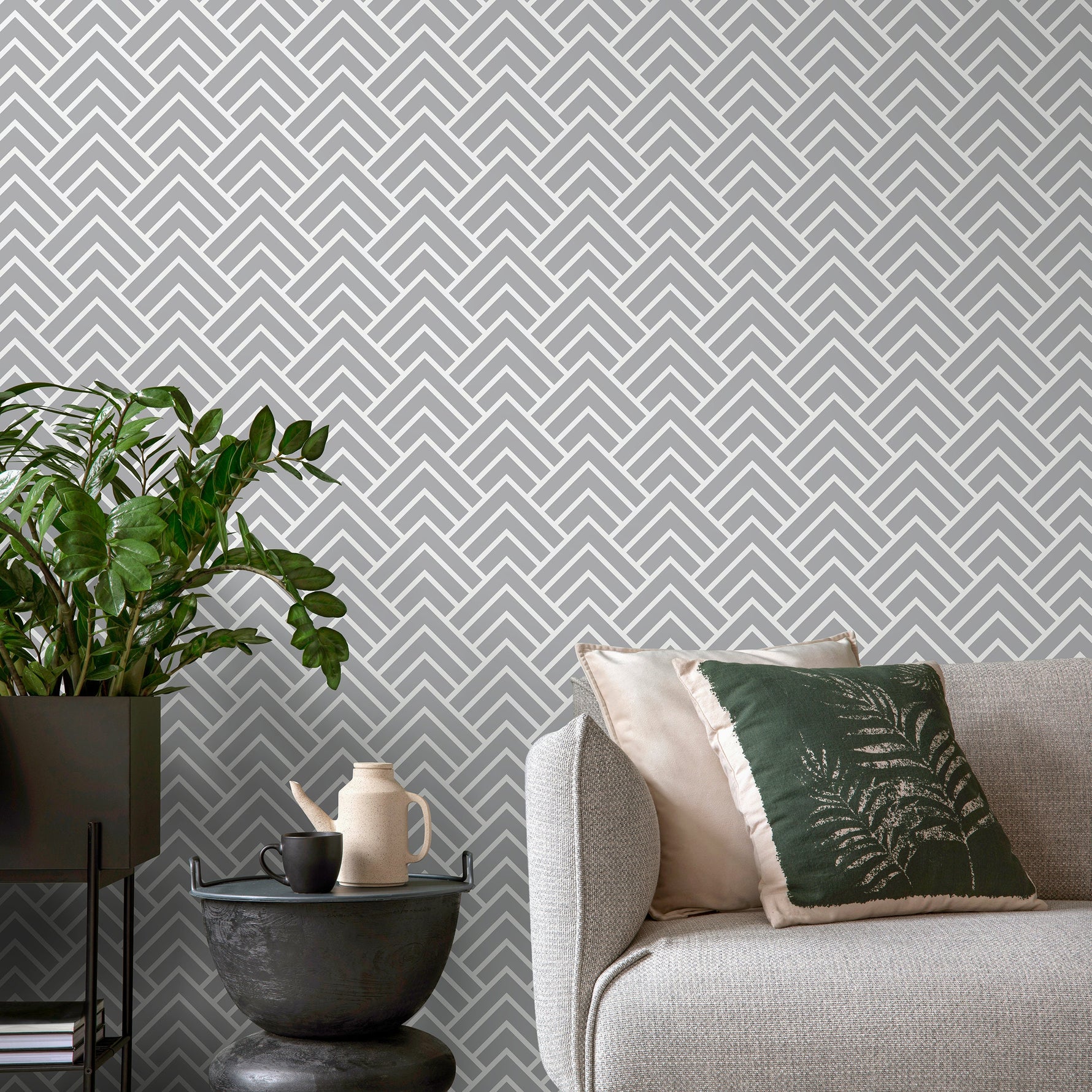 Grey Geometric Wallpaper Modern Wallpaper Peel and Stick Wallpaper Home Decor - A329