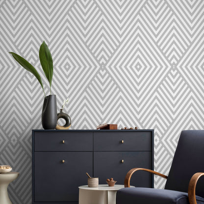 Wallpaper Peel and Stick Wallpaper Removable Wallpaper Home Decor Wall Art Wall Decor Room Decor / Gray Minimalist Geometric Wallpaper -A335