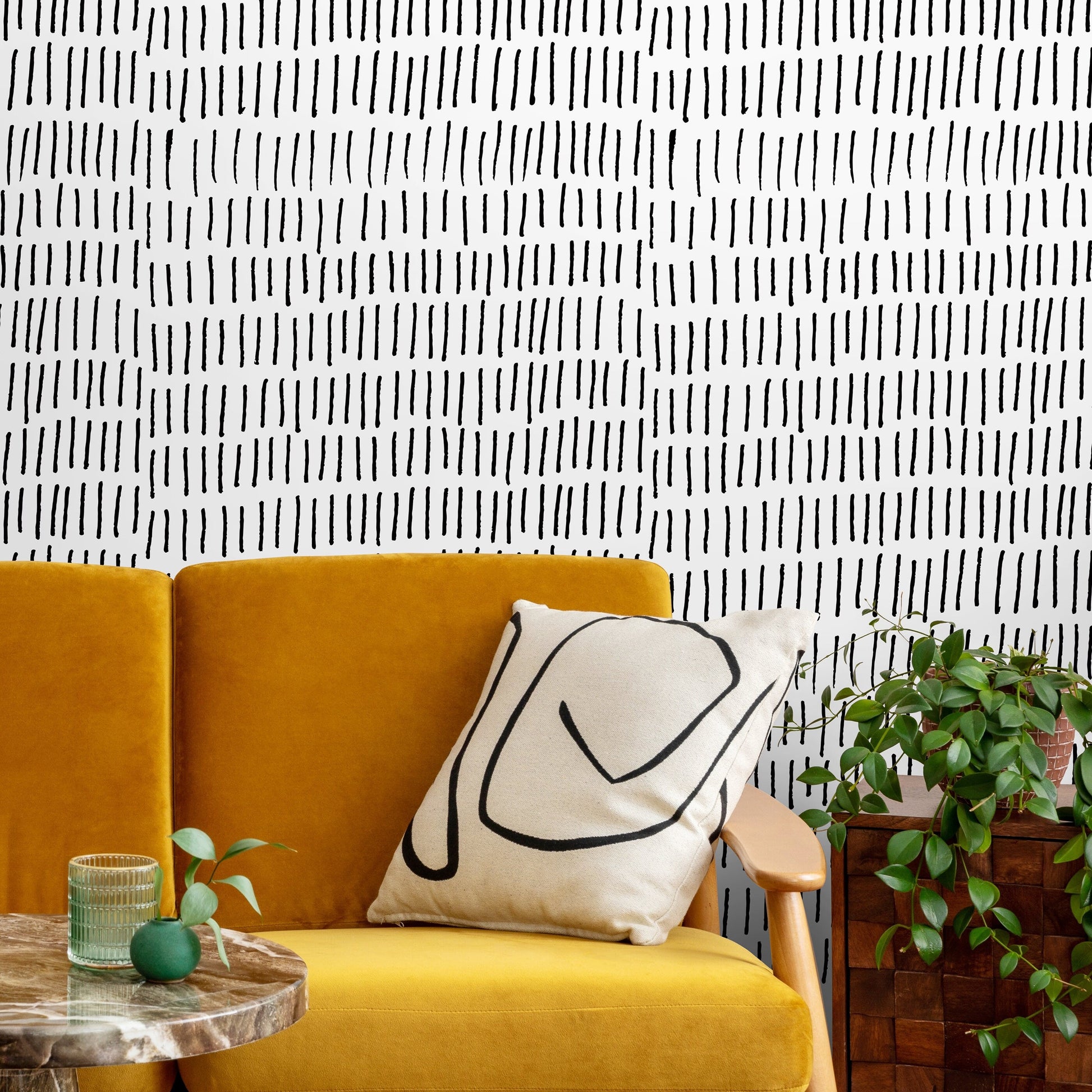 Black and White Brush Wallpaper Minimalist Abstract Wallpaper Peel and Stick and Traditional Wallpaper - A352