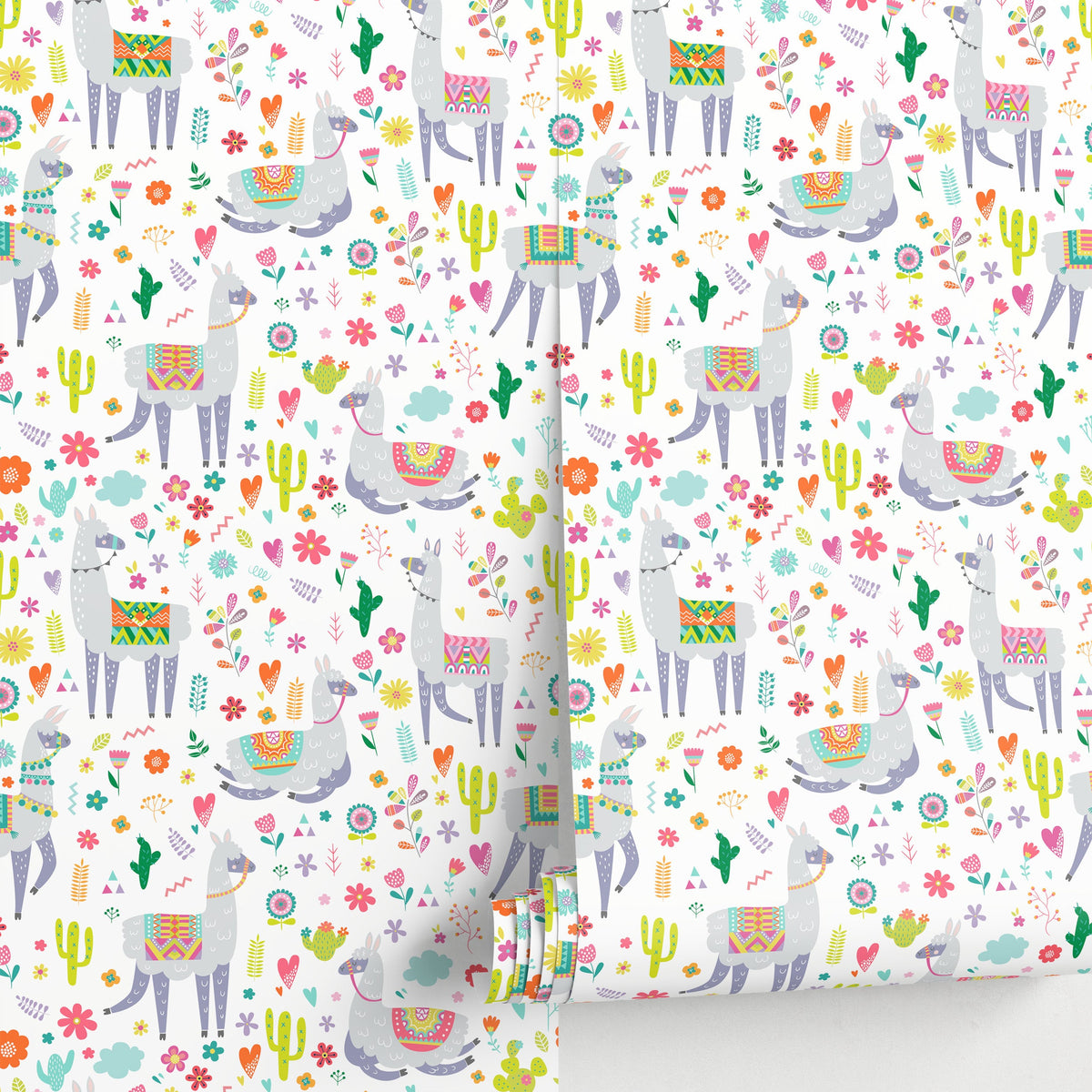Removable Wallpaper Peel and Stick Wallpaper Wall Paper Wall Mural - Llamas Nursery Wallpaper - A389