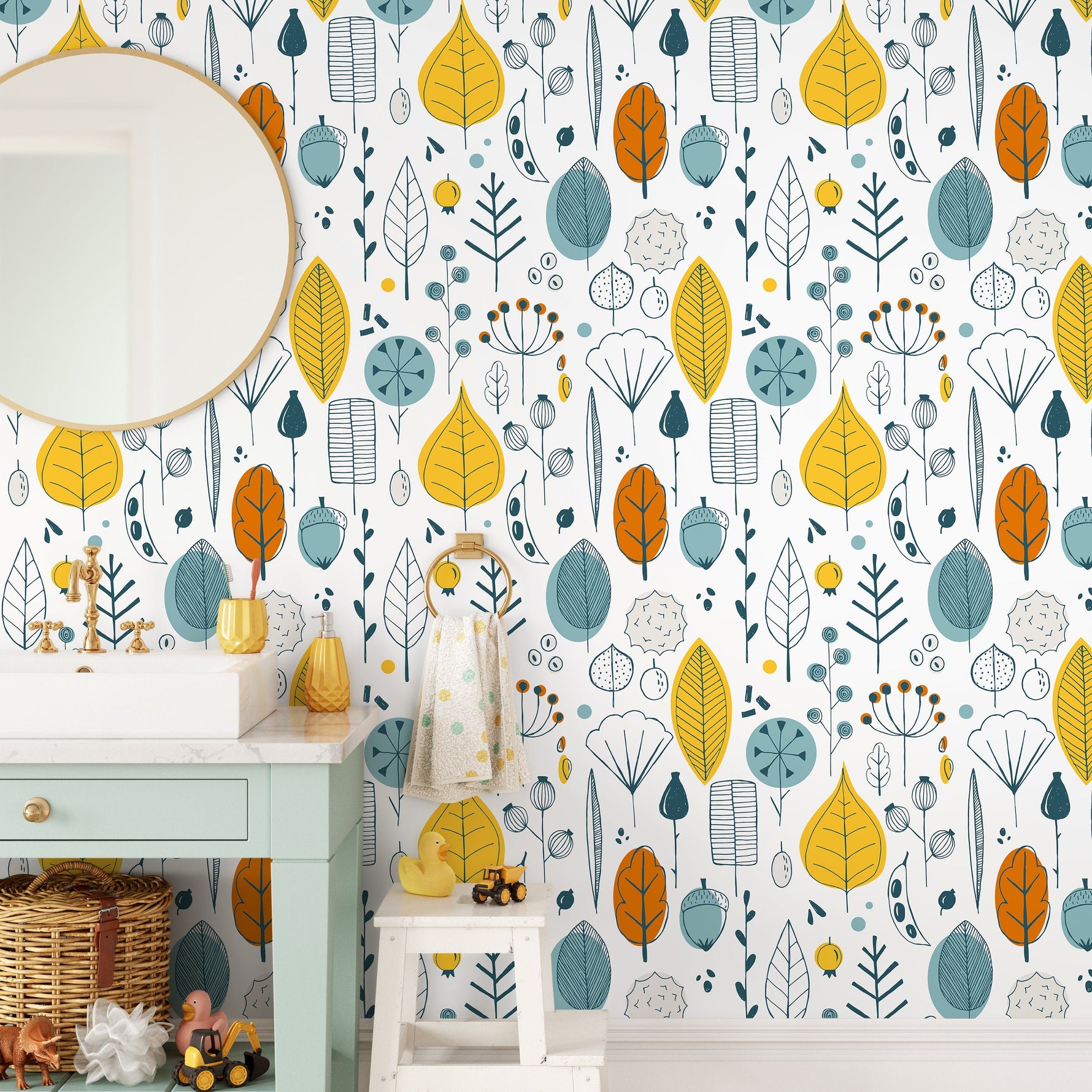 Removable Wallpaper Peel and Stick Wallpaper Wall Paper Wall Mural - Leaf Wallpaper Tropical Wallpaper - A398