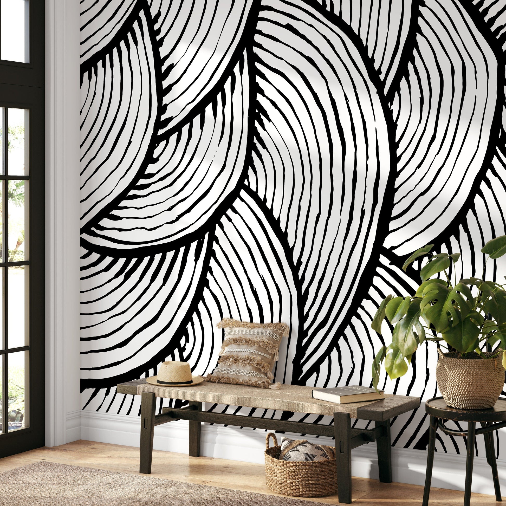 Removable Wallpaper Peel and Stick Wallpaper Wall Paper Wall Mural - Black and White Wallpaper - A435