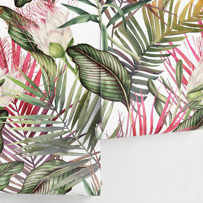 Removable Wallpaper Peel and Stick Wallpaper Wall Paper Wall Mural - Colorful Tropical Leaves Wallpaper - A444