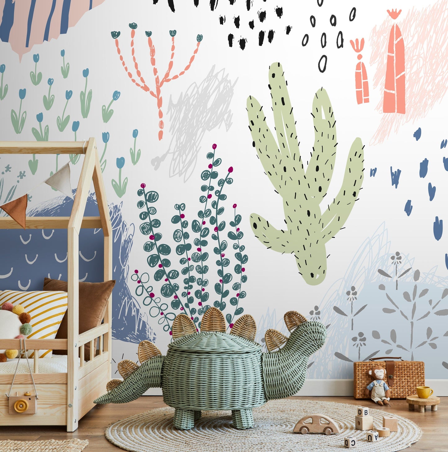 Cute Desert Wallpaper Nursery Wallpaper Fun Mural Peel and Stick and Traditional Wallpaper - A520