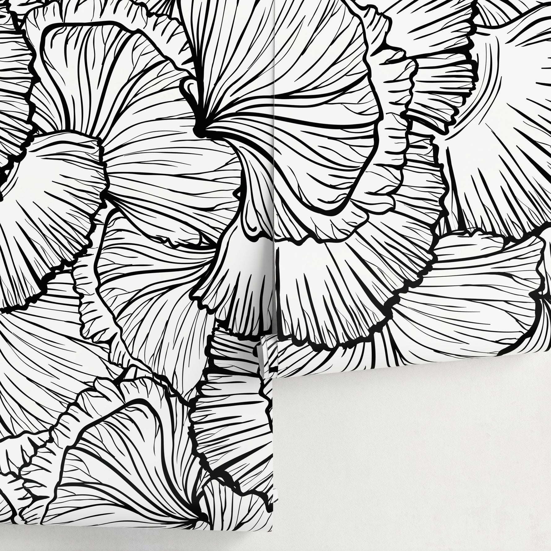 Black and White Wallpaper Abstract Leaves Wallpaper Peel and Stick and Traditional Wallpaper - A524