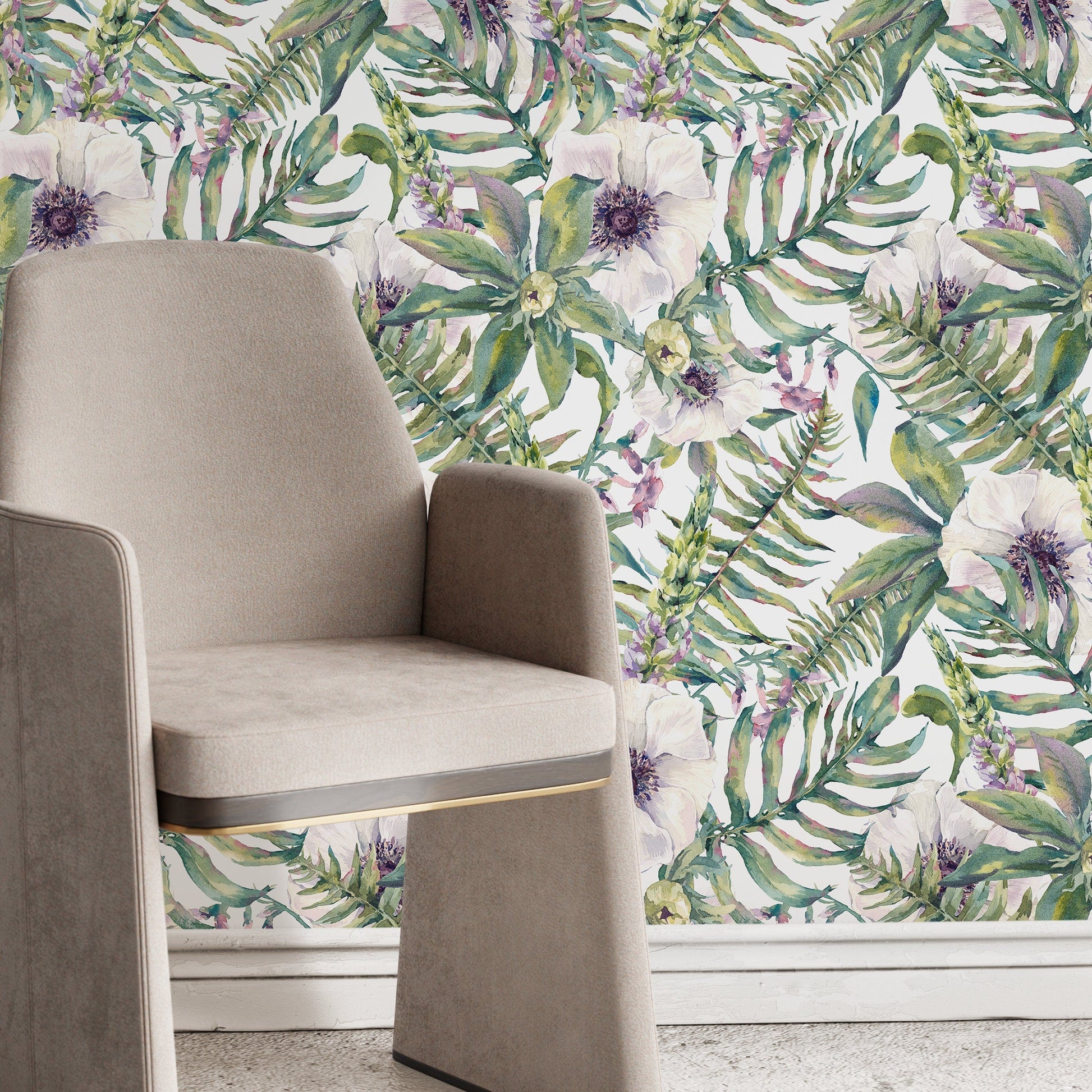 Removable Wallpaper Peel and Stick Wallpaper Wall Paper Wall Mural - Colorful Tropical Leaves Wallpaper - A529