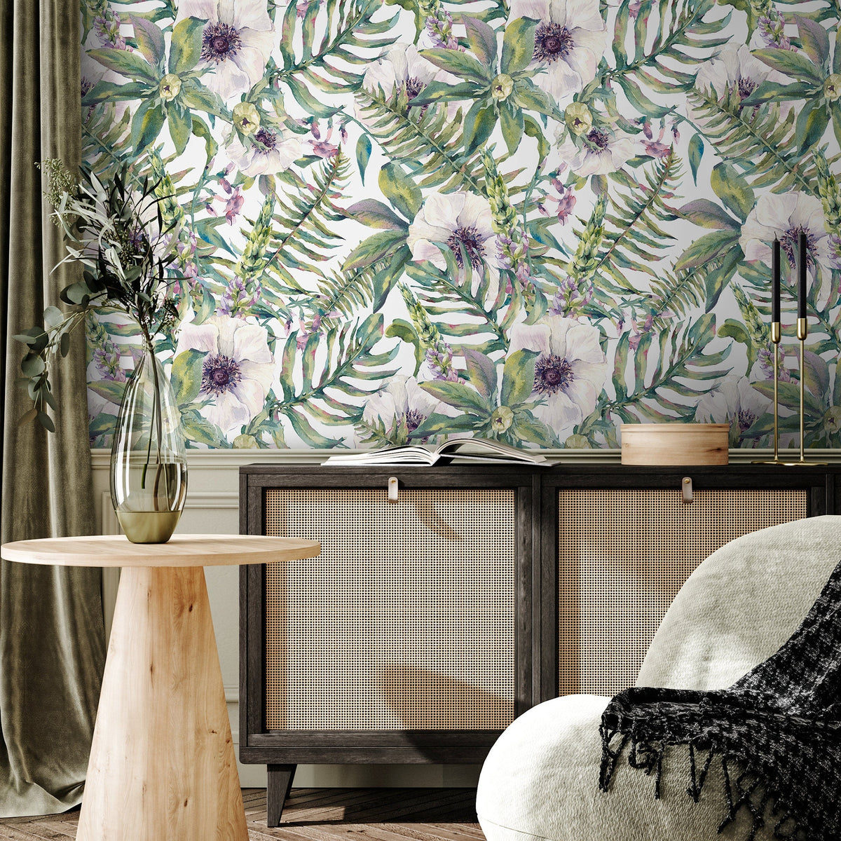 Removable Wallpaper Peel and Stick Wallpaper Wall Paper Wall Mural - Colorful Tropical Leaves Wallpaper - A529