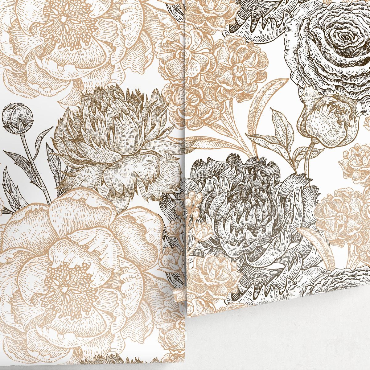 Removable Wallpaper Peel and Stick Wallpaper Wall Paper Wall Mural - Hand Draw Floral Wallpaper - A551