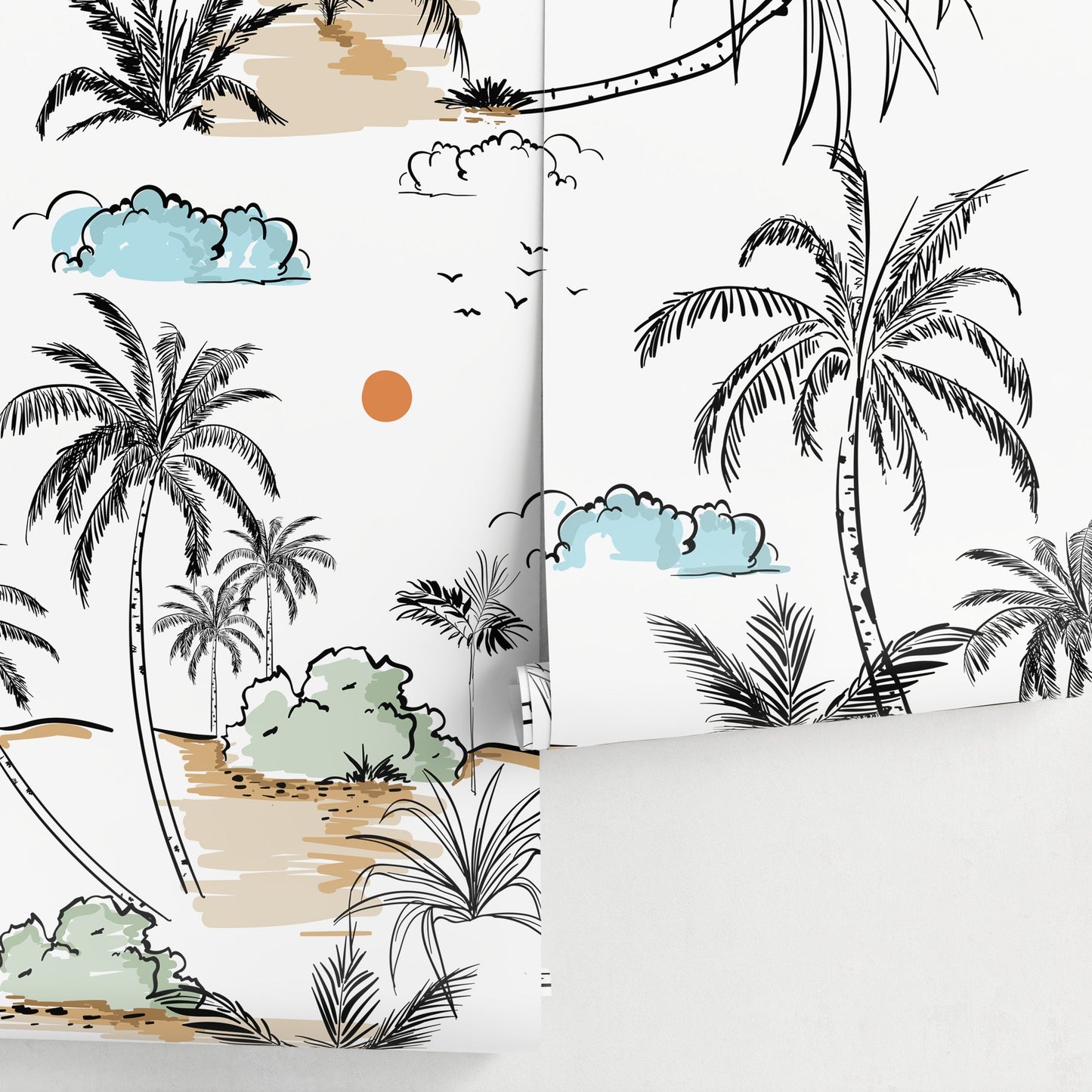 Removable Wallpaper Peel and Stick Wallpaper Wall Paper Wall Mural - Tropical Palm Wallpaper - A570