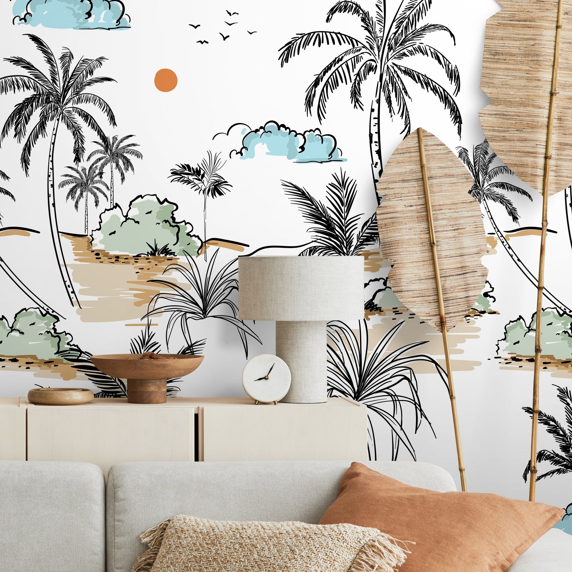 Removable Wallpaper Peel and Stick Wallpaper Wall Paper Wall Mural - Tropical Palm Wallpaper - A570