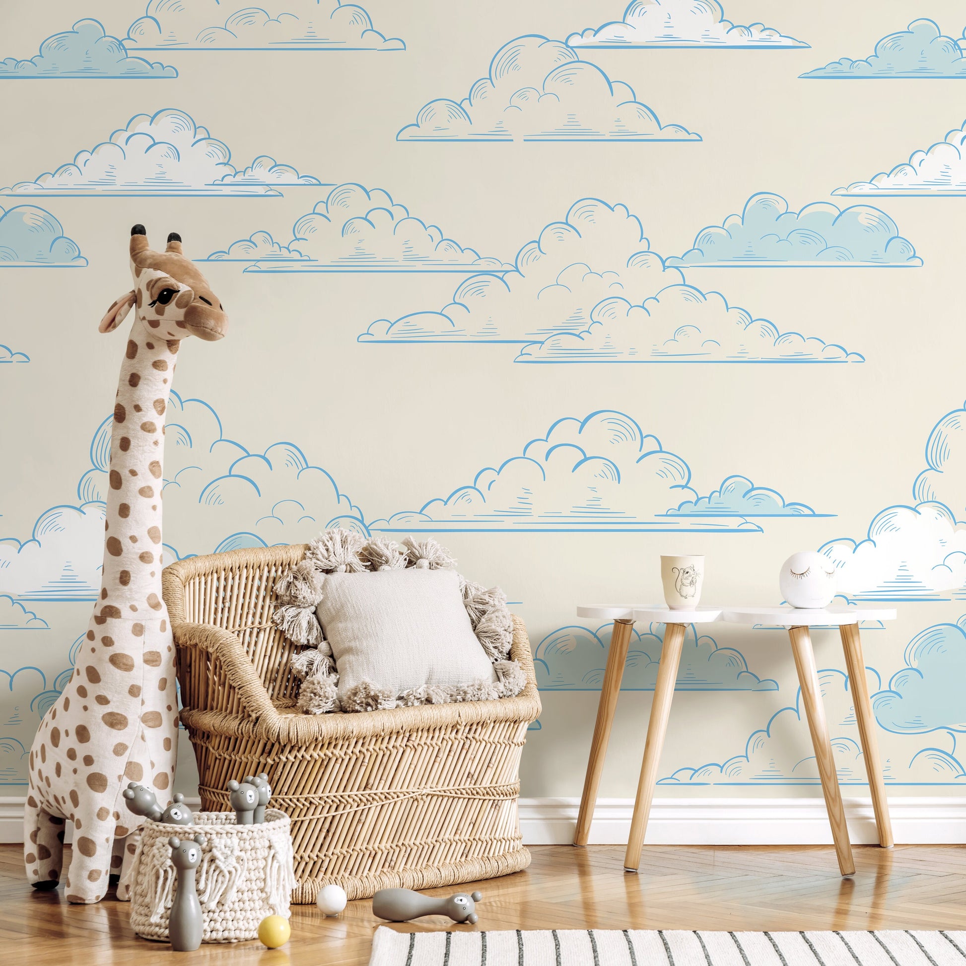 Removable Wallpaper Peel and Stick Wallpaper Wall Paper Wall Mural - Clouds Wallpaper - A579