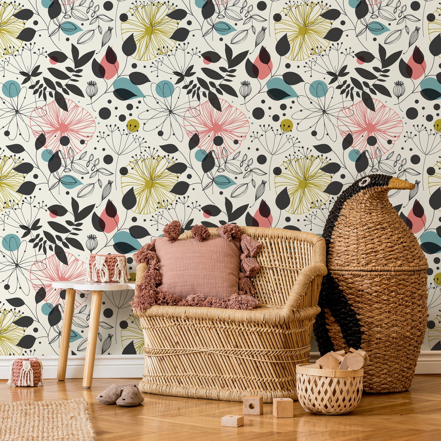 Removable Wallpaper Peel and Stick Wallpaper Wall Paper Wall Mural - Vintage Floral Wallpaper - A591